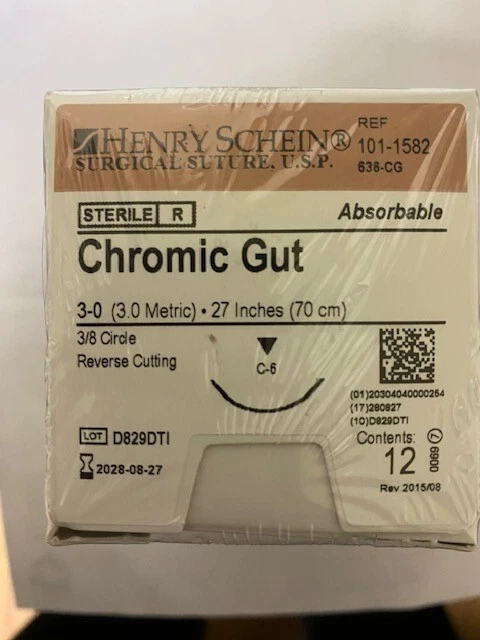 Henry Schein Dental 3-0 Chromic Gut Suture C6 27" same as Look 560B