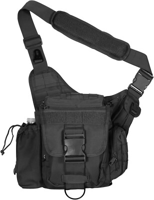 * ROTHCO * ADVANCED TACTICAL BAG ' BLACK ' MOLLE COMPATIBLE ' DURABLE POLYESTER