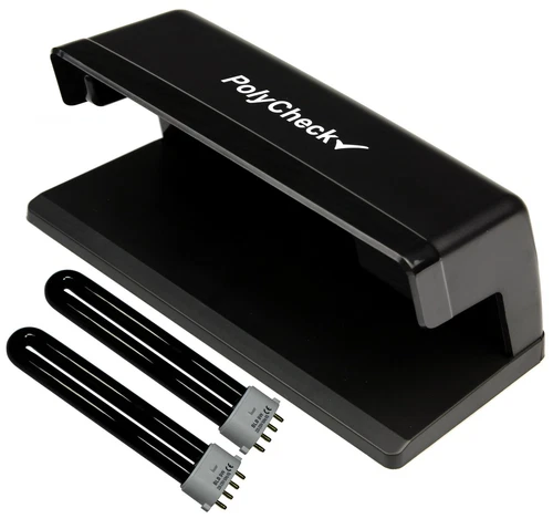 PolyCheck 9W UV Forged Paper & Polymer Note Detector + 2 Spare DuraBulb Bulbs
