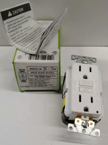 NEW OLD STOCK! LEVITON WHITE 15A 125V SELF TEST GFCI OUTLET MGFN1-W