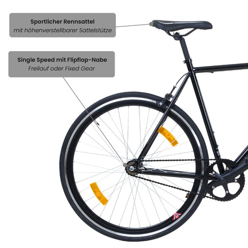 Singlespeed Bike 28 Zoll Erwachsene Fahrrad Fixie Galano Blade schwarz 53 cm - Bild 61 von 71