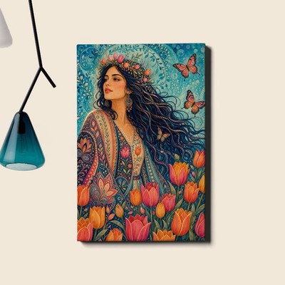 boho_woman_portrait_tulip_garden_illustration