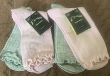 4 Pairs Art Class Crew Socks - 2 Pink and 2 Gray - L Shoe Sizes 3-10