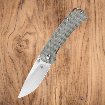 KIZER V3490C1 TASK 1 FOLDING KNIFE GREEN MICARTA HANDLE 154CM STAINLESS STEEL