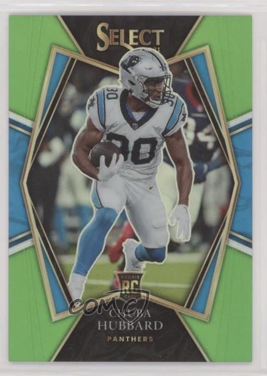 2021 Select Premier Level Neon Green Prizm 44/49 Chuba Hubbard Rookie RC pe8