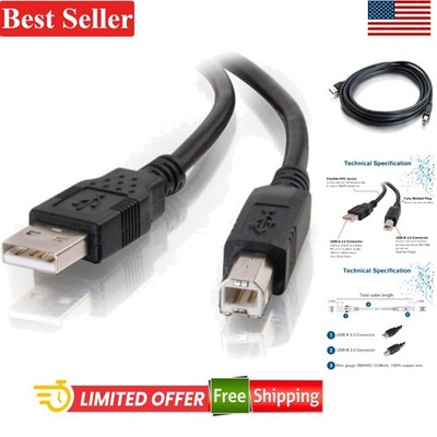 USB A to B Cable 9.84ft USB 2.0 Braided High Speed Compatible With Printer Modem