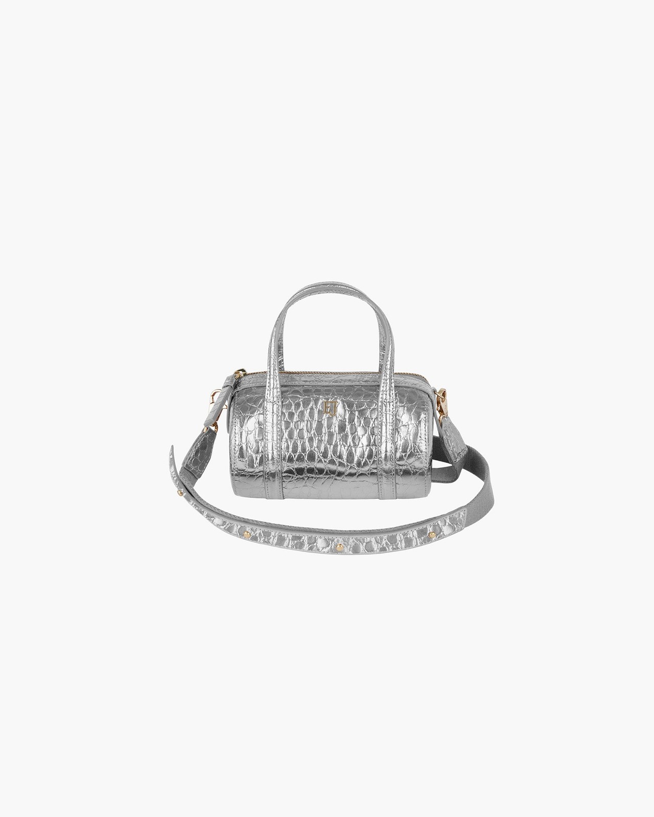 Eric Javits Silver Mini Duffel Leather Crossbody Bag Summer Fall Handbag
