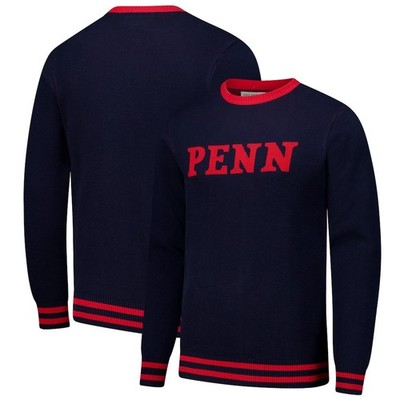 Unisex Uscape Apparel Navy Pennsylvania Quakers Renew Knit Vintage Pullover Sz L