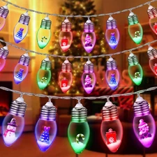 Christmas Lights 13ft 20 LED Christmas Tree Snow Globe String Lights Vintage ...