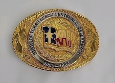 Texas Sesquicentennial Offical Commemorative Belt Buckle, 3673, 24k Gold Plate