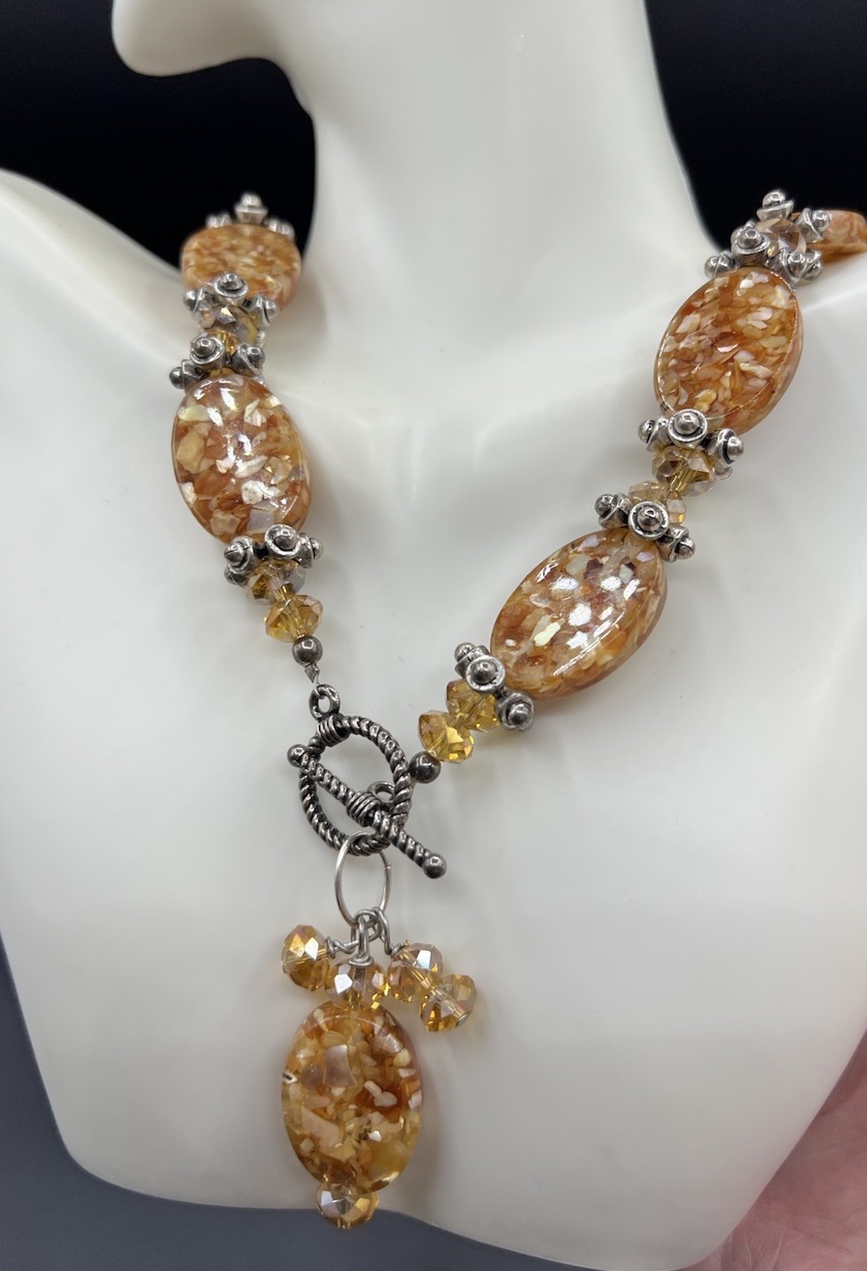 Artisan Made Lucite, Shell Statement Necklace, Br… - image 8