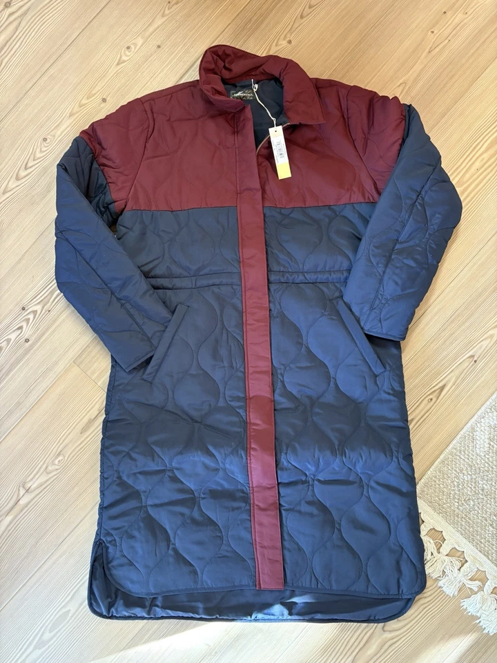 Лето соли длинное пальто размер M темно-синий бордовый цвет блок молнии кнопка новый с Ярлыками - Изображение 2 из 4