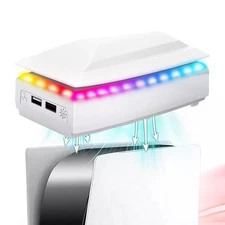 Cooling Fan for PS5 Slim Disc/Digital Low Noise Cooler W/ 8 Modes Light