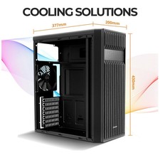 T6 ATX Mid Tower PC Case with 120mm Fan, USB 3.0 - Black
