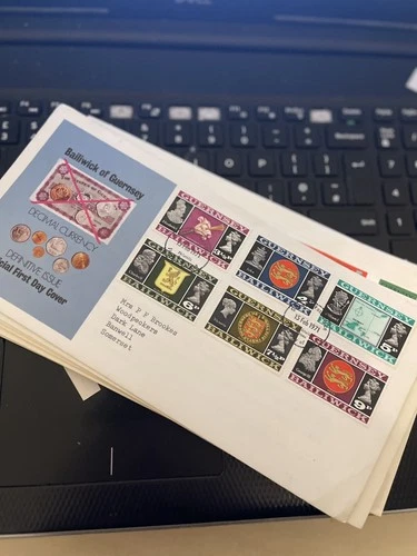 GUERNSEY Stamps First Day Cover FDC 1971 MEDIUM VALUE DEFINITIVES 3.1/2p to 9p