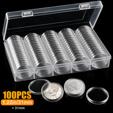 100 Pcs 31 Mm Silver Gold Coin Cases Capsules Holder Clear Plastic Round Storage 100 Pcs 31 Mm Silver Gold Coin Cases Capsules Holder Clear Plastic Round Storage