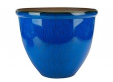30cm BLUE Glaze Planter Plastic Garden Plant Pot-Ceramic Glazed Morden