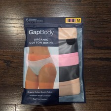 GapBody Women's 5-Pack Organic Cotton Stretch Bikini Panties Medium Tag-Free NEW