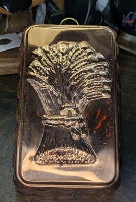 Old Dutch Industries Rectangular Copper Mold Wheat Bundle VINTAGE Kitchen Decor