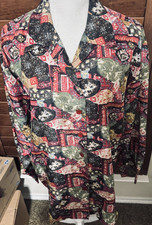 Vintage 90s Christie  Jill Womens Silk Blouse sz L Button-Up Long Sleeve FLAW