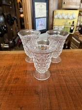 Set Of (3) Vintage Fostoria American Flared Iced Tea Glasses Cubist Pattern