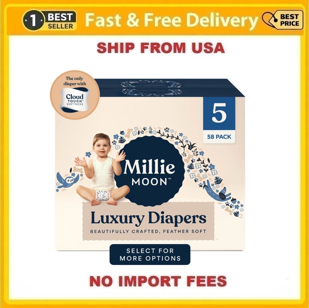 Millie Moon Luxury Diapers, Size 5, 58 Count NEW