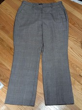 Chaps Dress Pants- Women's Size 16W- Black & Grey Plaid- Pockets- Elastic Waist 