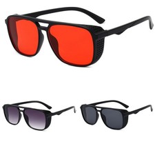 Retro Steampunk Square Sunglasses Men's Women Fashion Shield Shade Glasses UV400