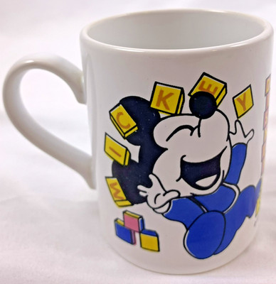 Disney Baby Mickey Minnie Tasse Becher Kilncraft 1984 Vintage Keramik Porzellan
