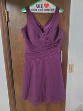 JJ's House A-Line V Neck Dress NWT Womens 12 Grape Formal Bridesmaid Party New