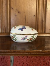 VTG 1980's Bone China Strawberry & Butterfly Egg Trinket Box England