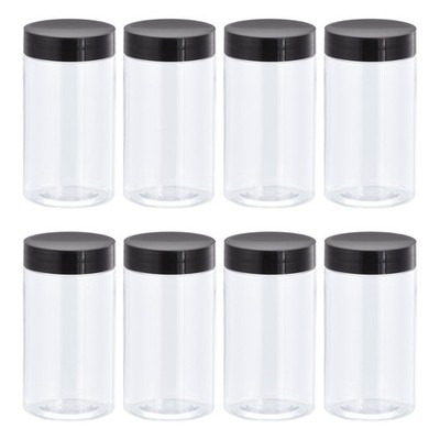 5oz/ 150ml Round Plastic Jars with Black Screw Top Lid for Storage 15Pcs