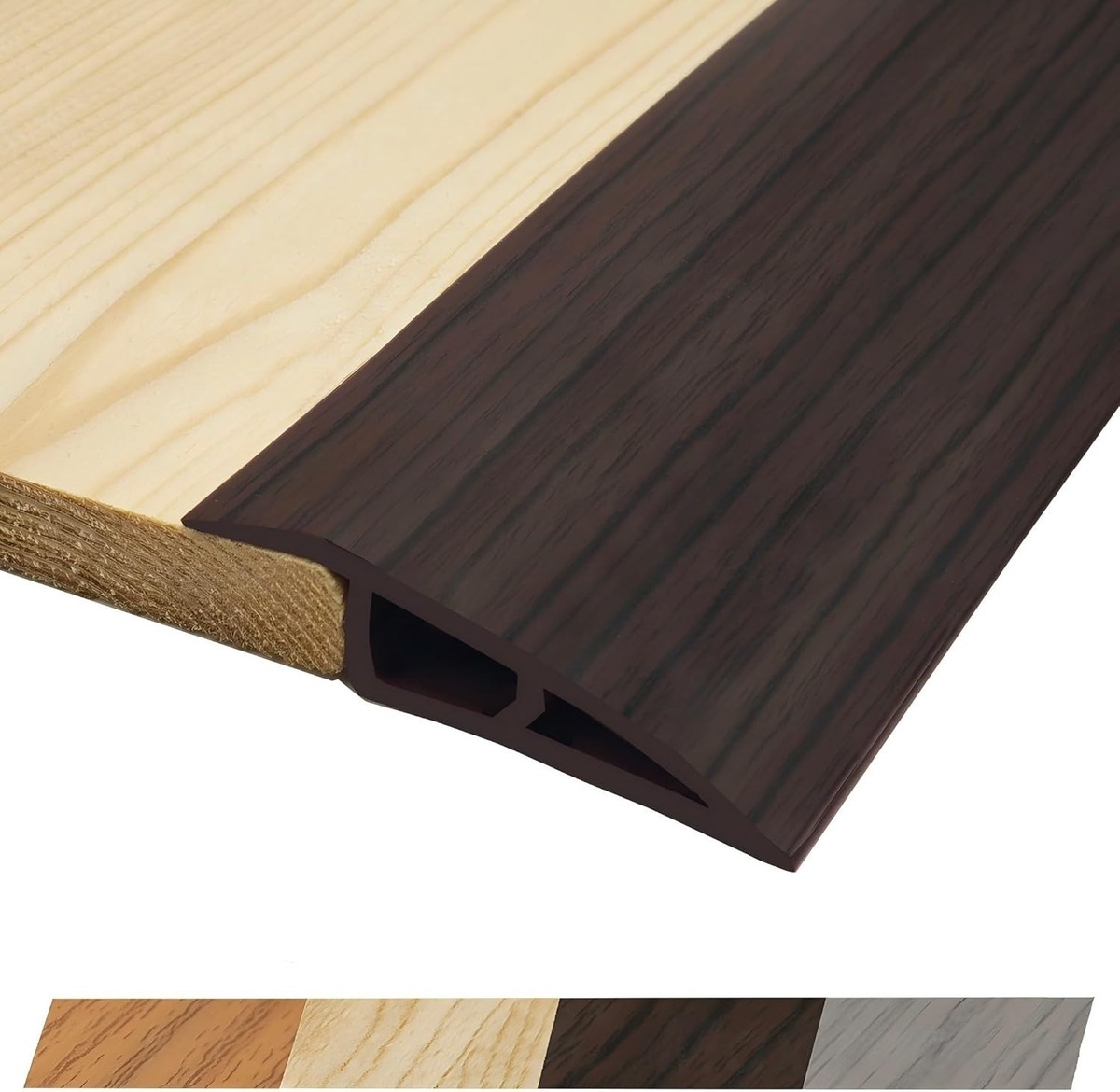 10FT/300CM Self-Adhesive Floor Transition Strip – Black Walnut PVC Carpet To Tile Laminate Vinyl Edge Trim, Height Range Up To 10mm, Cuttable, Waterproof & Removable
