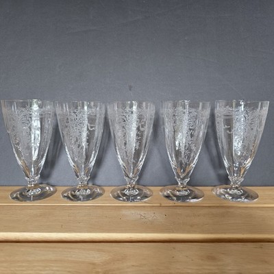 Set 5 Vtg Fostoria JUNE Clear 5.25'' Parfait Glass Stem 5098 Elegant Glass GLOWS