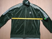 Adidas Firebird Velour Track Jacket Dark Green Full Zip Medium