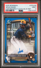 2025 Bowman Chrome Jesus Made Blue Refractor Auto 130/150 PSA 9 Mint - Brewers