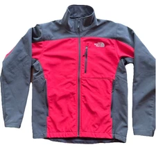 North Face Jacket Mens Small Red Gray Soft Shell Apex Color Block Fleece Lined