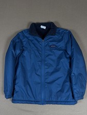 Patagonia Boys Everday Jacket Reversible Blue Teal Sherpa Lined Size 16-18