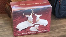 Three Piece Porcelain Deer Family Set ~Nativity/Christmas~ Open Box =Immaculate=