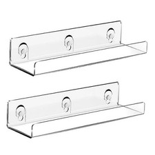 Acrylic Shower Caddy Shelves 2 Pack Adhesive Bathroom Storage Organizer, Home