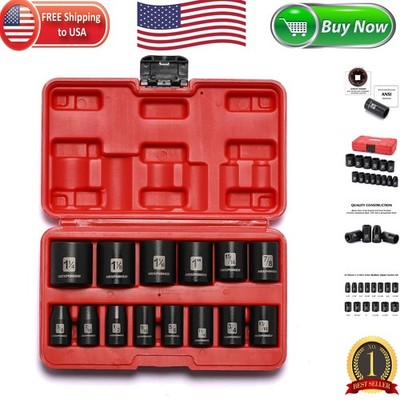Versatile 14-Piece 1/2-Inch Drive Impact Socket Collection - ANSI Approved Tools