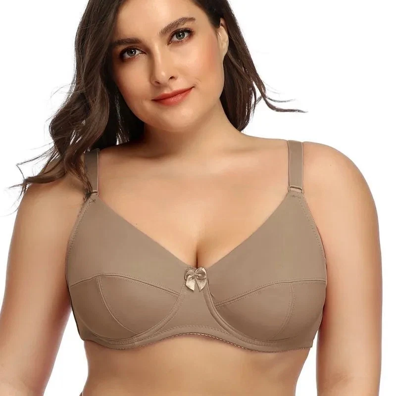 Sutiã feminino liso tamanho grande com aro não acolchoado Bralette C D E F copo lingerie - Imagem 4 de 4