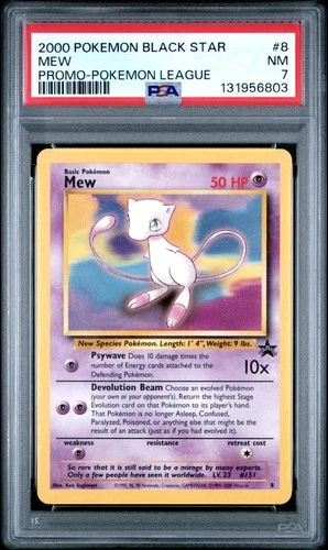 2000 POKEMON PROMO BLACK STAR POKEMON LEAGUE #8 MEW PSA 7