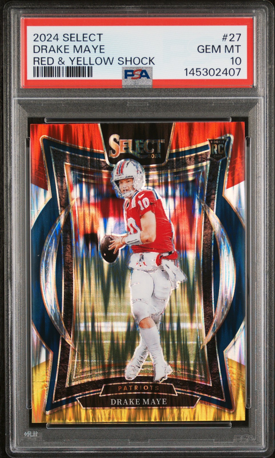 Drake Maye Panini Select #27 Red & Yellow Shock