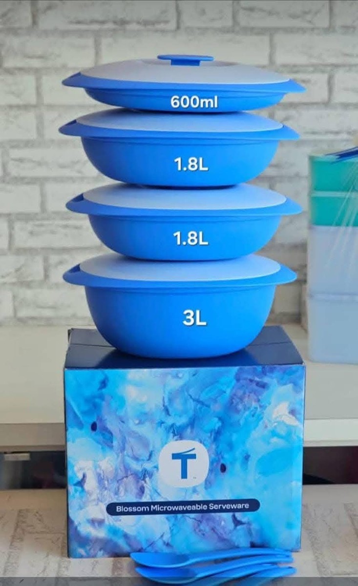 Tupperware Blossom Microwaveable Servewere Set - Blue Color | eBay
