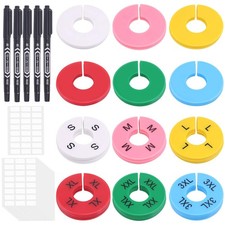 54Pcs 6 Colors S-XXXL and 6 Colors Blank Round Clothes Size Dividers Rack Siz...