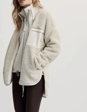 Women s VARLEY Marney Sherpa Jacket Gold Hardware Zip Front in Sandshell Sz M