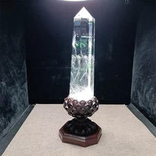 2.79LB Natural Clear Quartz Crystal Obelisk Tower Point Wand Reiki Healing+stand