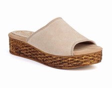NIB Californians Sz 10 Platform Sandals Sand Suede USA Made Rattan Wedge $129