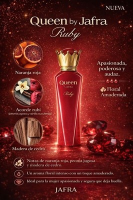 Jafra Queen Ruby Floral Woody Eau de Parfum Women, Red Orange Cedarwood Scent